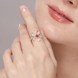 Floral Bloom Ring with Stone