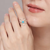 Floral Bloom Ring with Stone