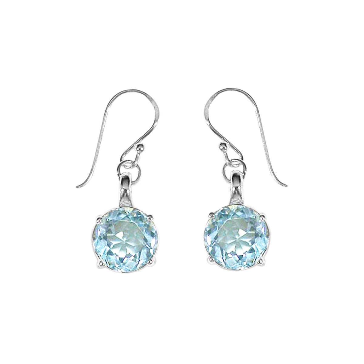 Round Gemstone Dangle Earrings