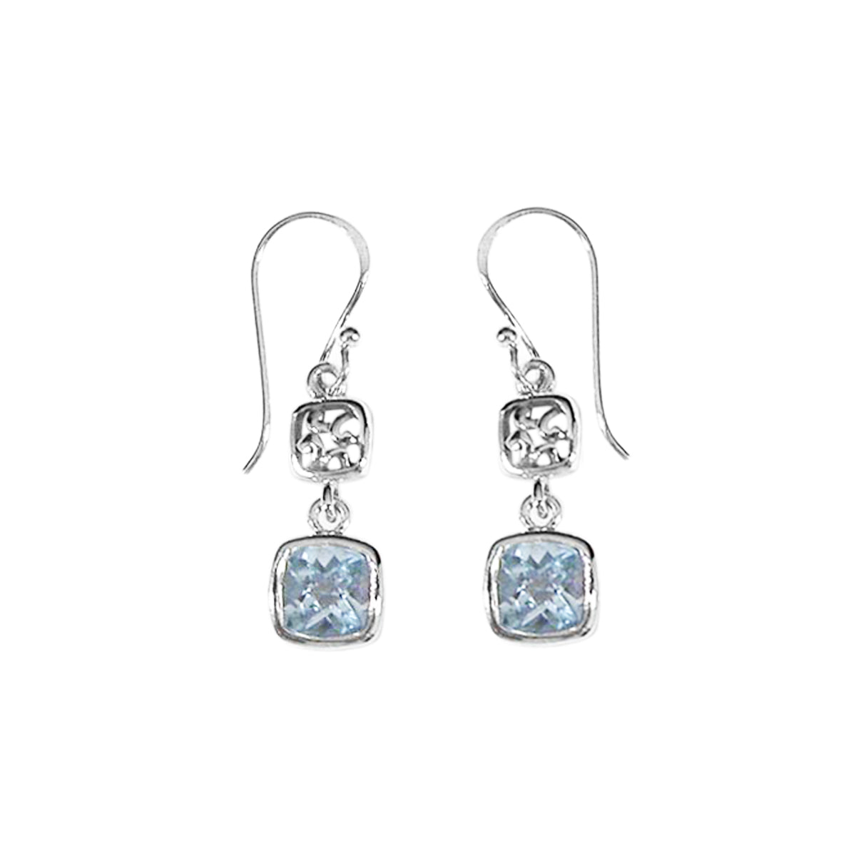 Cushion Gemstone Dangle Earrings