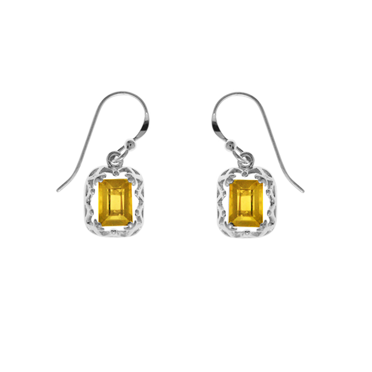 Rectangular Gemstone Dangle Earrings
