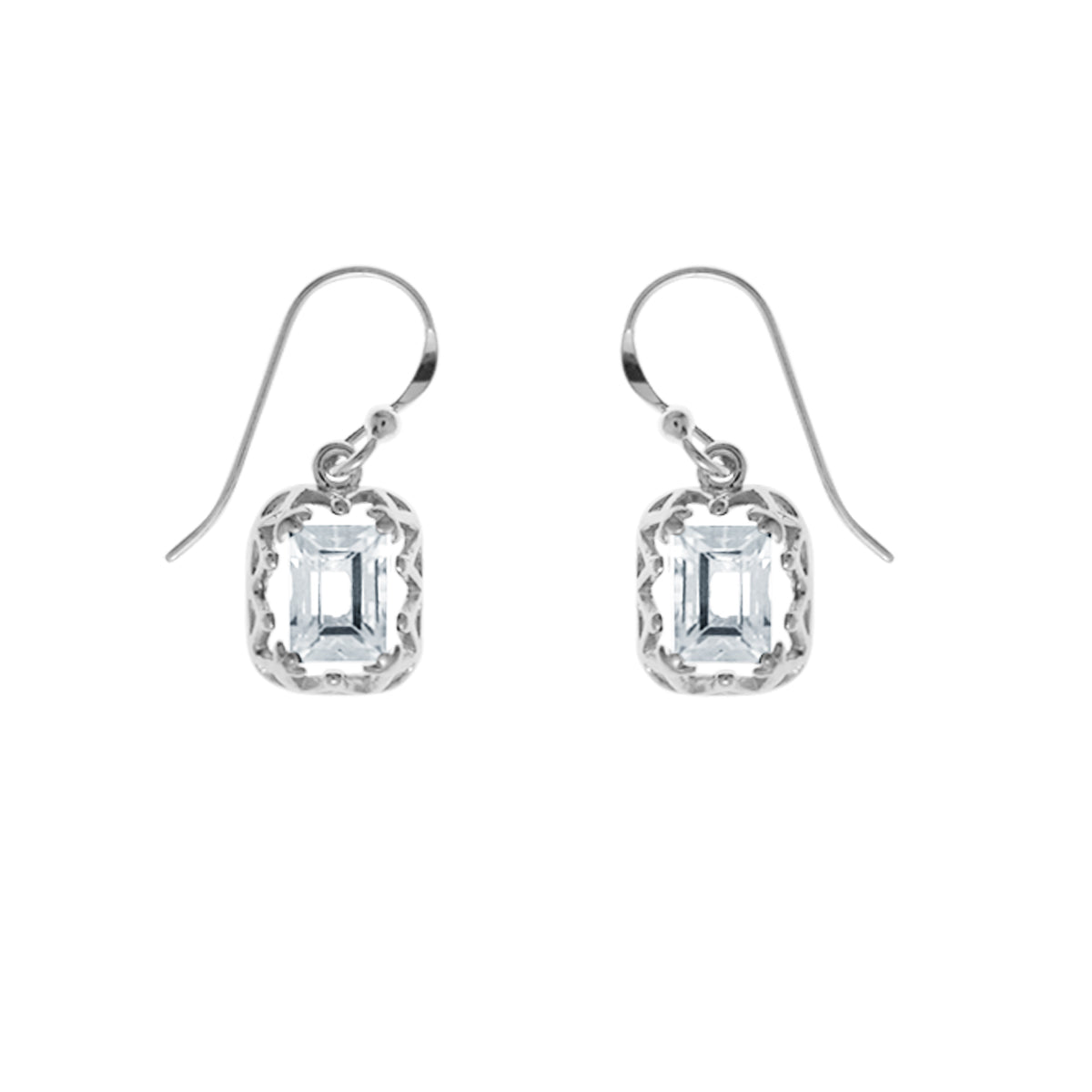 Rectangular Gemstone Dangle Earrings