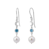 Luna Pearl Dangles with CZ Blue Topaz