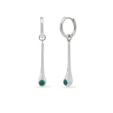 Long Teardrop Huggie Hoops with Green Onyx