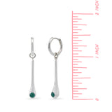 Long Teardrop Huggie Hoops with Green Onyx