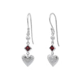 Clare Heart Dangle Earrings with CZ Garnet