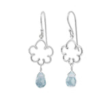 Floral Curly Dangles with Aquamarine Glass