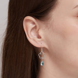 Floral Curly Dangles with Aquamarine Glass