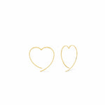 Boma Jewelry Earrings 14K Gold Plated / 0.8" Heart Pull Through Hoops