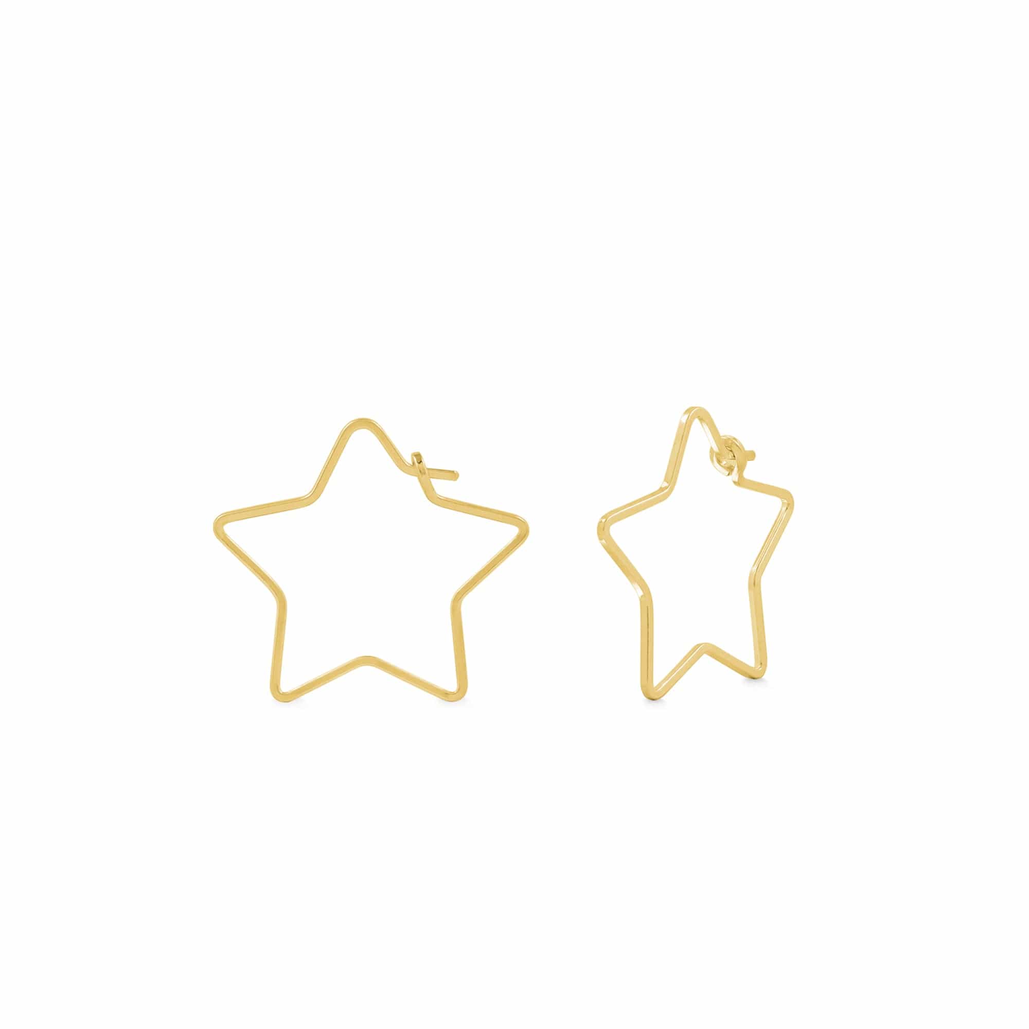 Boma Jewelry Earrings 14K Gold Plated / 0.8" Star Wire Hoops