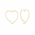 Boma Jewelry Earrings 14K Gold Plated / 1.5" Heart Pull Through Hoops