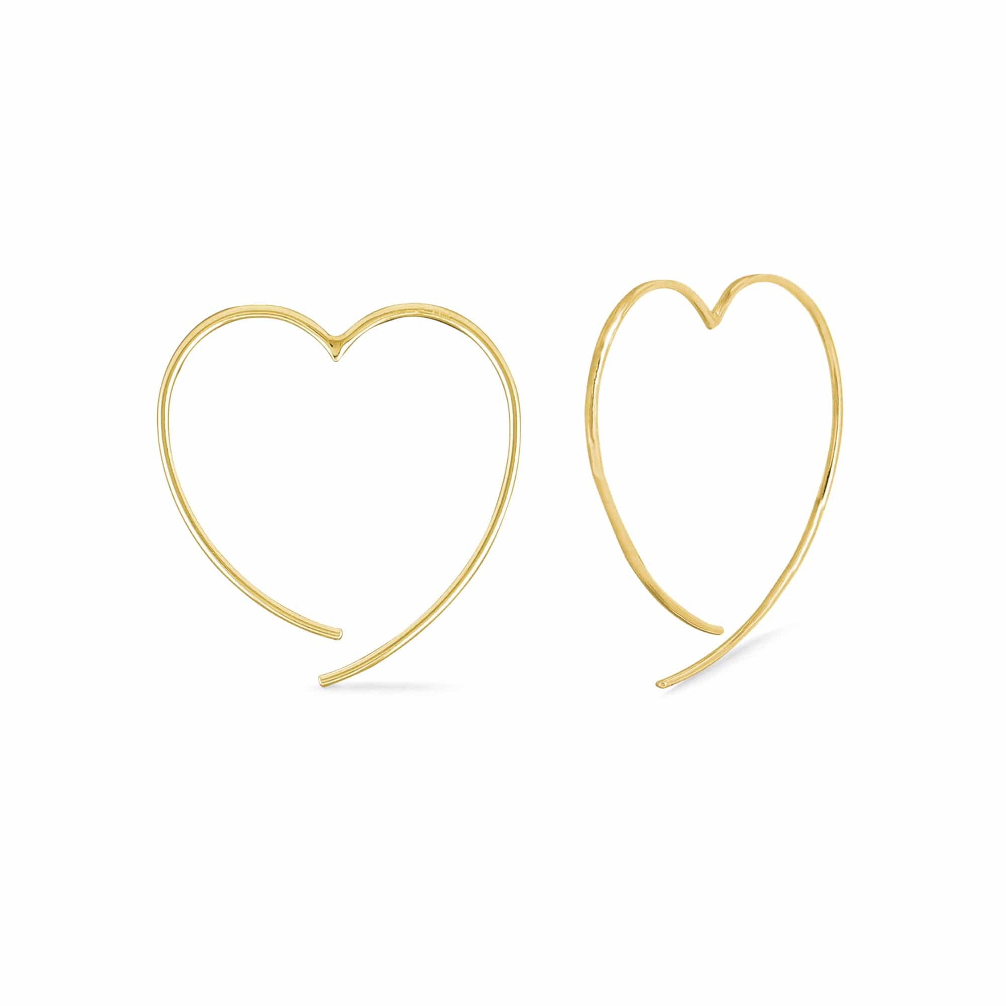 Boma Jewelry Earrings 14K Gold Plated / 1.5" Heart Pull Through Hoops