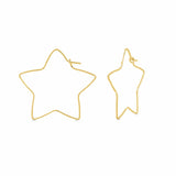 Boma Jewelry Earrings 14K Gold Plated / 1.5" Star Wire Hoops