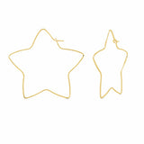 Boma Jewelry Earrings 14K Gold Plated / 1.9" Star Wire Hoops