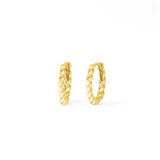 Boma Jewelry Earrings 14K Gold Plated Braided Huggie Hoops