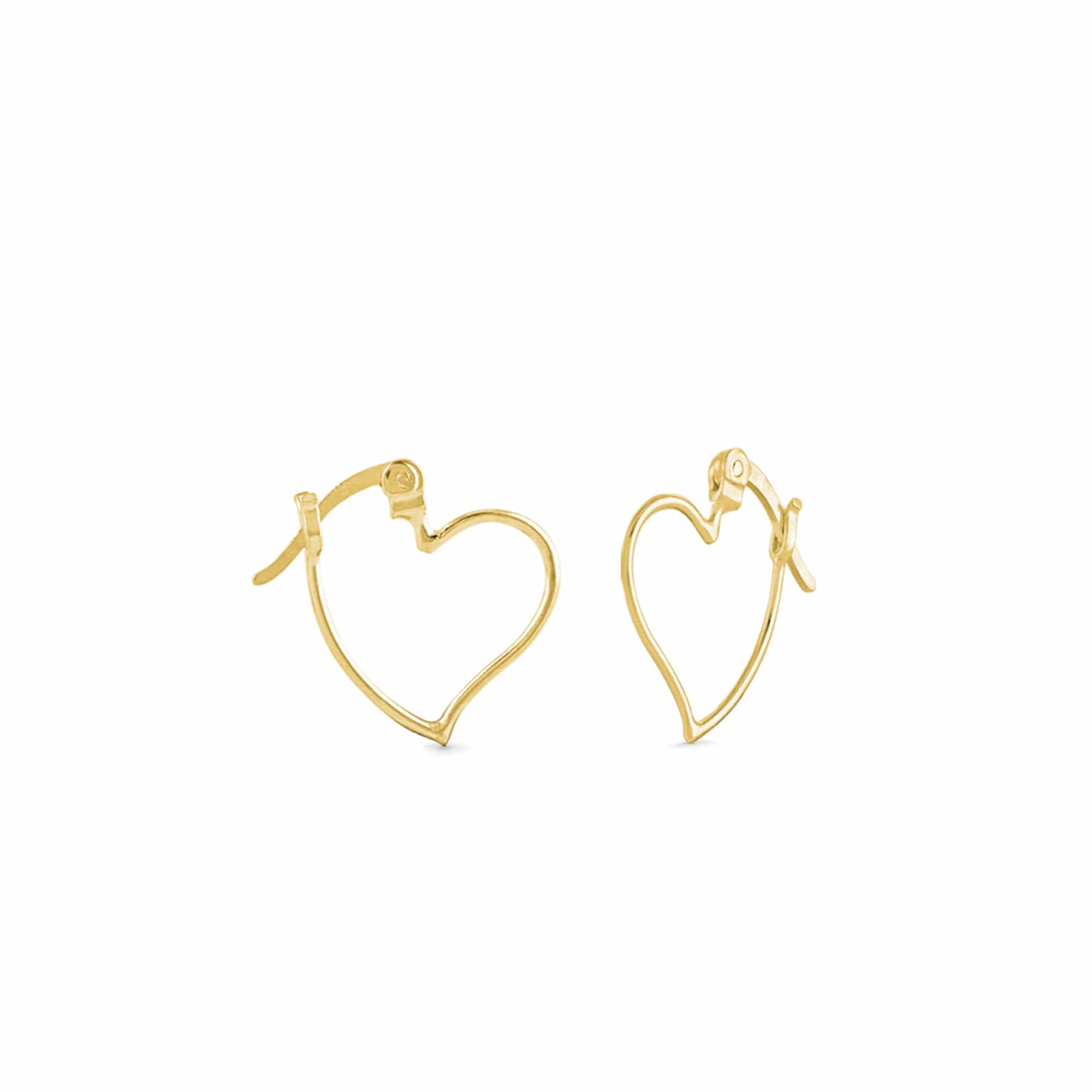 Boma Jewelry Earrings 14K Gold Plated Heart Tilt Hoops