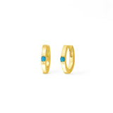Boma Jewelry Earrings 14K Gold Plated Huggie Hoops with Turquoise