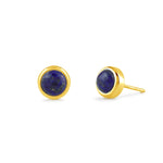 Boma Jewelry Earrings 14K Gold Plated / Lapis Lazuli Treasured Bezel Stud Earrings