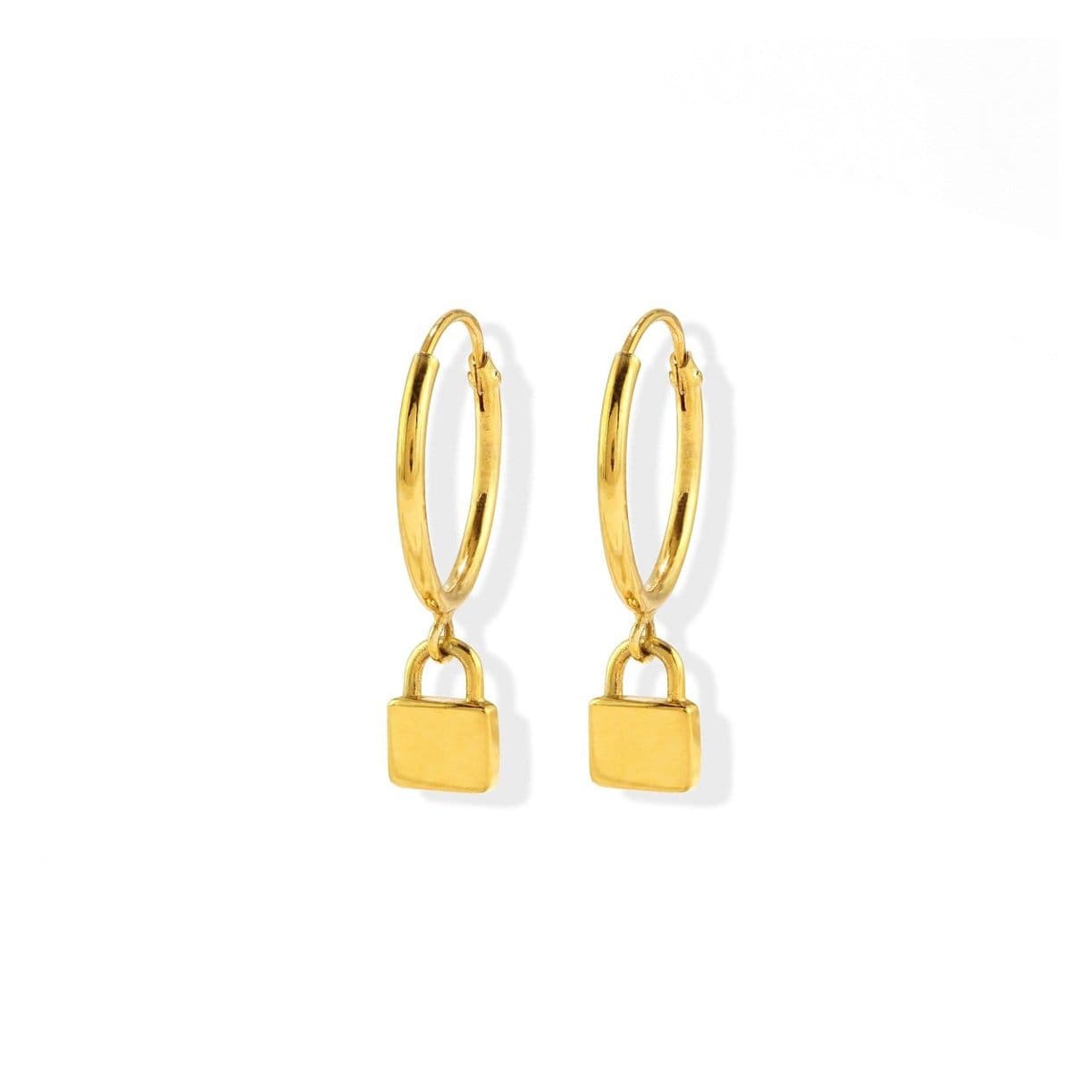 Boma Jewelry Earrings 14K Gold Plated Lock Hoops