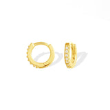 Boma Jewelry Earrings 14K Gold Plated Mini Huggie Hoops with White Topaz