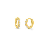 Boma Jewelry Earrings 14K Gold Plated Mini Huggie Hoops with White Topaz