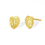 Boma Jewelry Earrings 14K Gold Plated Monstera Leaf Studs
