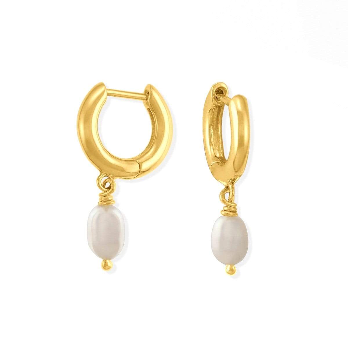Boma Jewelry Earrings 14K Gold Plated Pearl Huggies