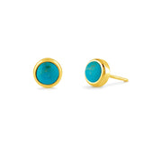 Boma Jewelry Earrings 14K Gold Plated / Turquoise Treasured Bezel Stud Earrings