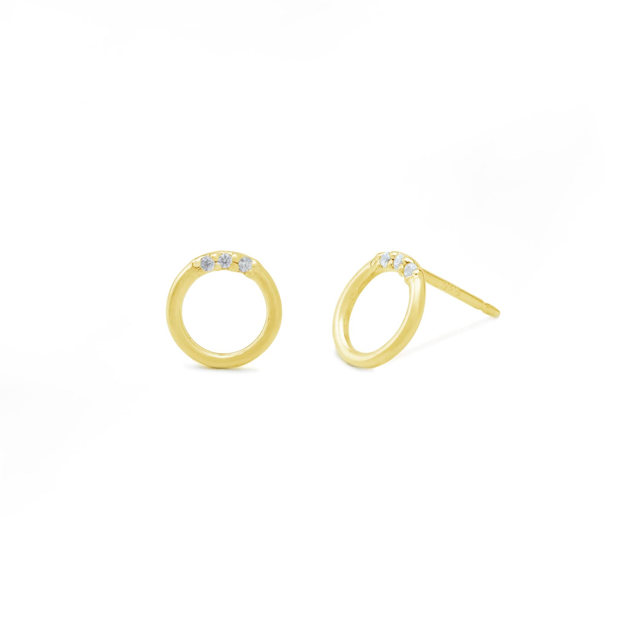 Boma Jewelry Earrings 14K Gold Vermeil Circle Mini CZ Studs