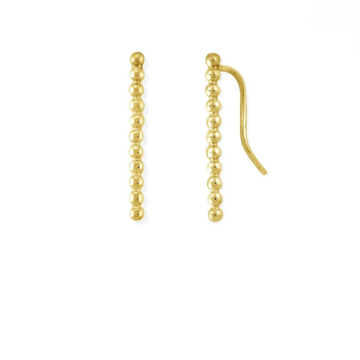 Boma Jewelry Earrings 14K Gold Vermeil Dot Long Bar Ear Crawlers