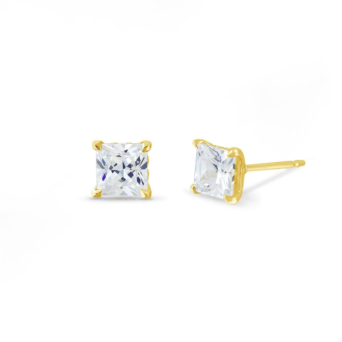 Boma Jewelry Earrings 14K Gold Vermeil with White Topaz Belle Princess Cut Studs