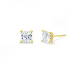 Boma Jewelry Earrings 14K Gold Vermeil with White Topaz Belle Princess Cut Studs