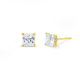 Boma Jewelry Earrings 14K Gold Vermeil with White Topaz Belle Princess Cut Studs