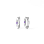 Boma Jewelry Earrings Amethyst Huggie Hoops with Gemstone