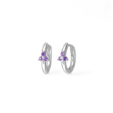 Boma Jewelry Earrings Amethyst Huggie Hoops with Triangle Gemstones
