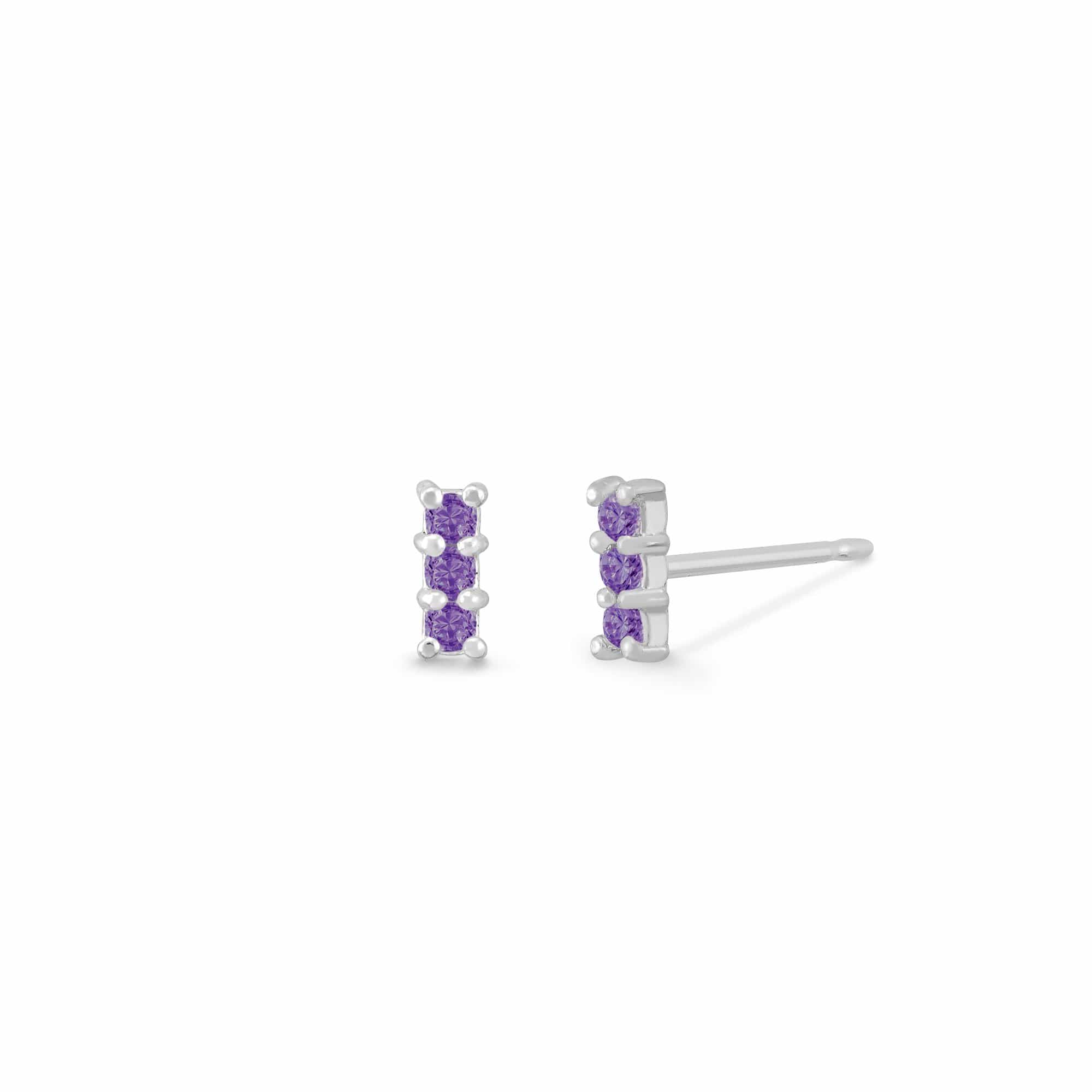 Boma Jewelry Earrings Amethyst Mini Gemstone Bar Studs