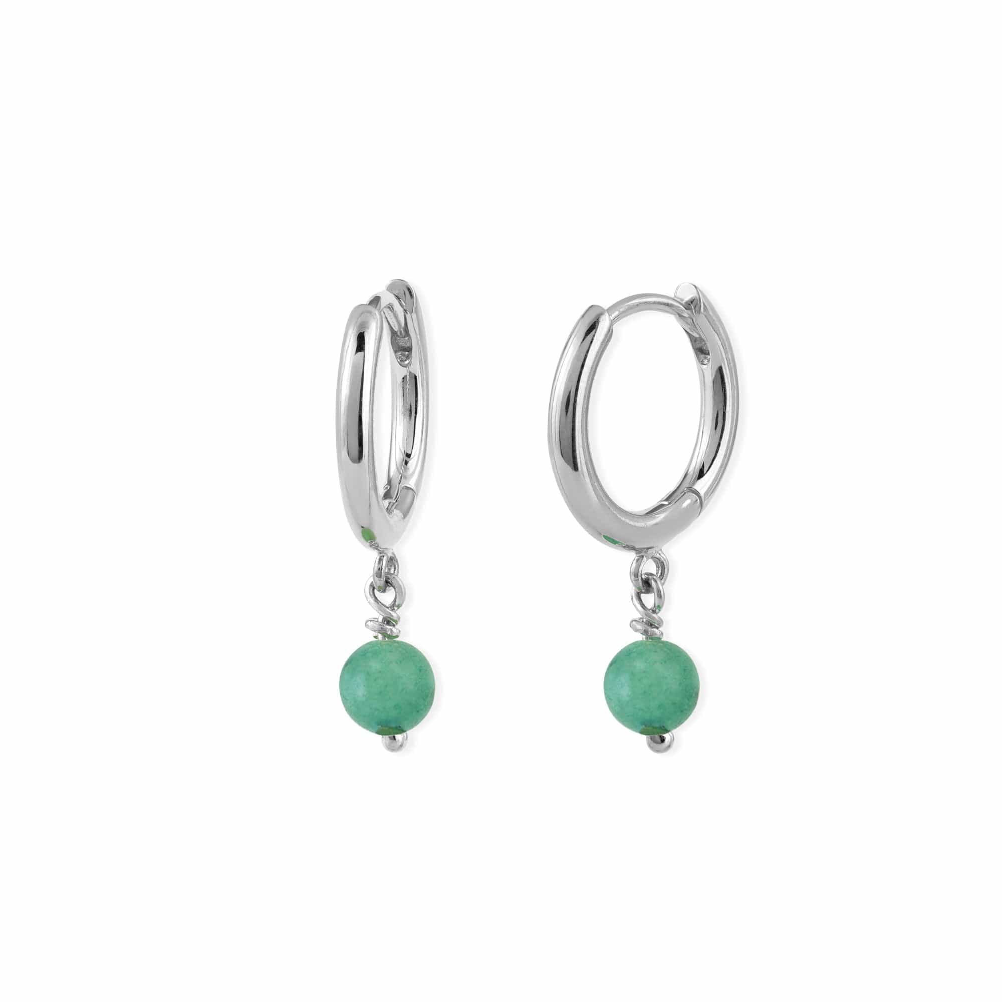 Boma Jewelry Earrings Aventurine / Sterling Silver Treasured Drop Huggies
