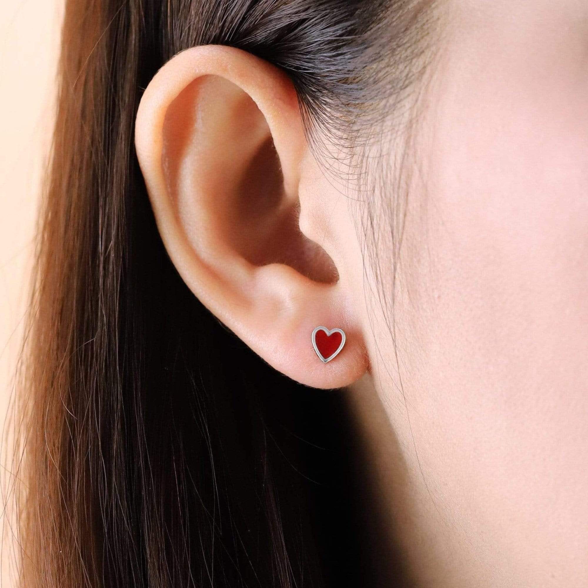 Heart ear studs discount