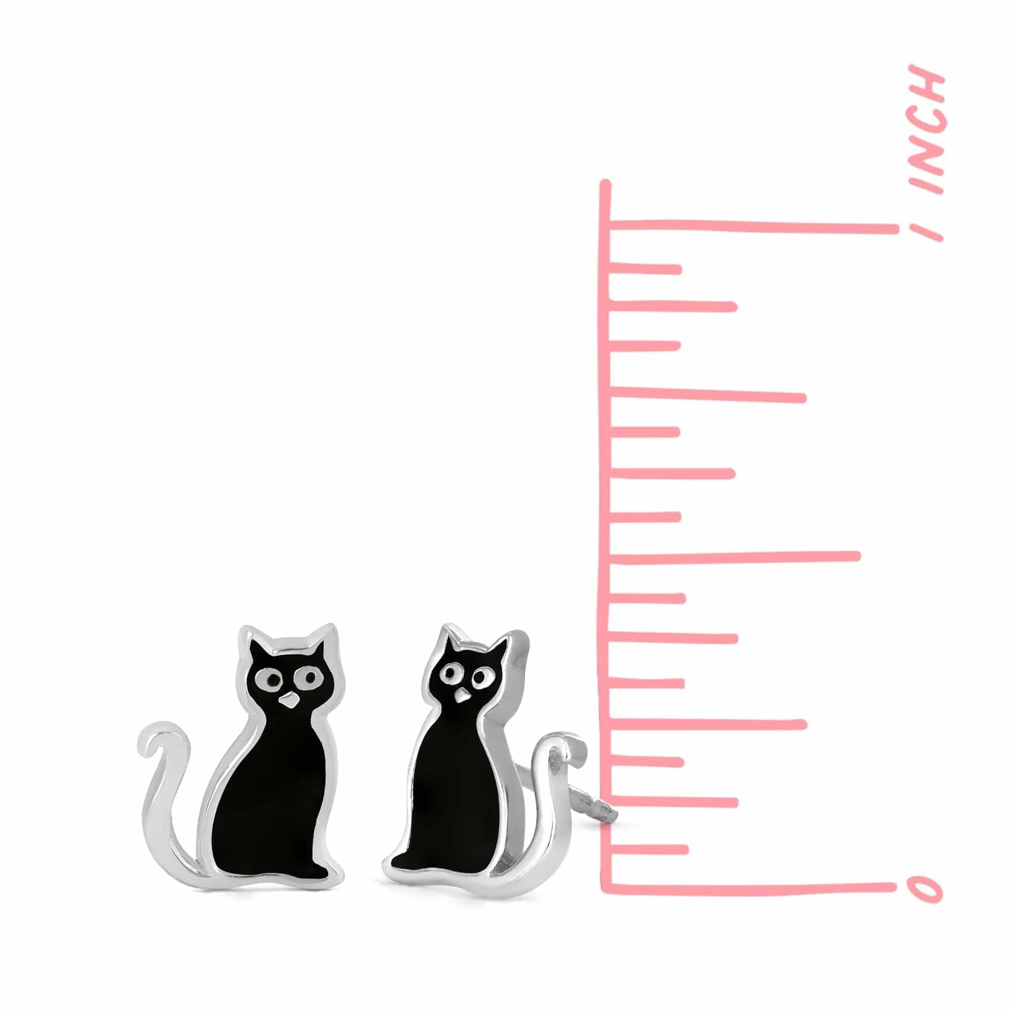 Boma Jewelry Earrings Black Cat Stud Earrings