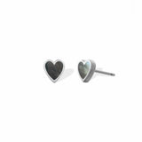 Boma Jewelry Earrings Black Mother of Pearl Belle Heart Studs Stone
