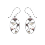 Boma Jewelry Earrings Black Mother of Pearl/Mother of Pearl Oval Shaped 2-Stone Mosaic Dangle Earrings