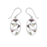 Boma Jewelry Earrings Black Mother of Pearl/Mother of Pearl Oval Shaped 2-Stone Mosaic Dangle Earrings