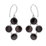 Boma Jewelry Earrings Black Mother of Pearl Moving 4-Stone Genuine Dangle Earrings