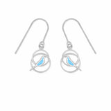 Boma Jewelry Earrings Blue Bird Enamel Drop Circle Earrings