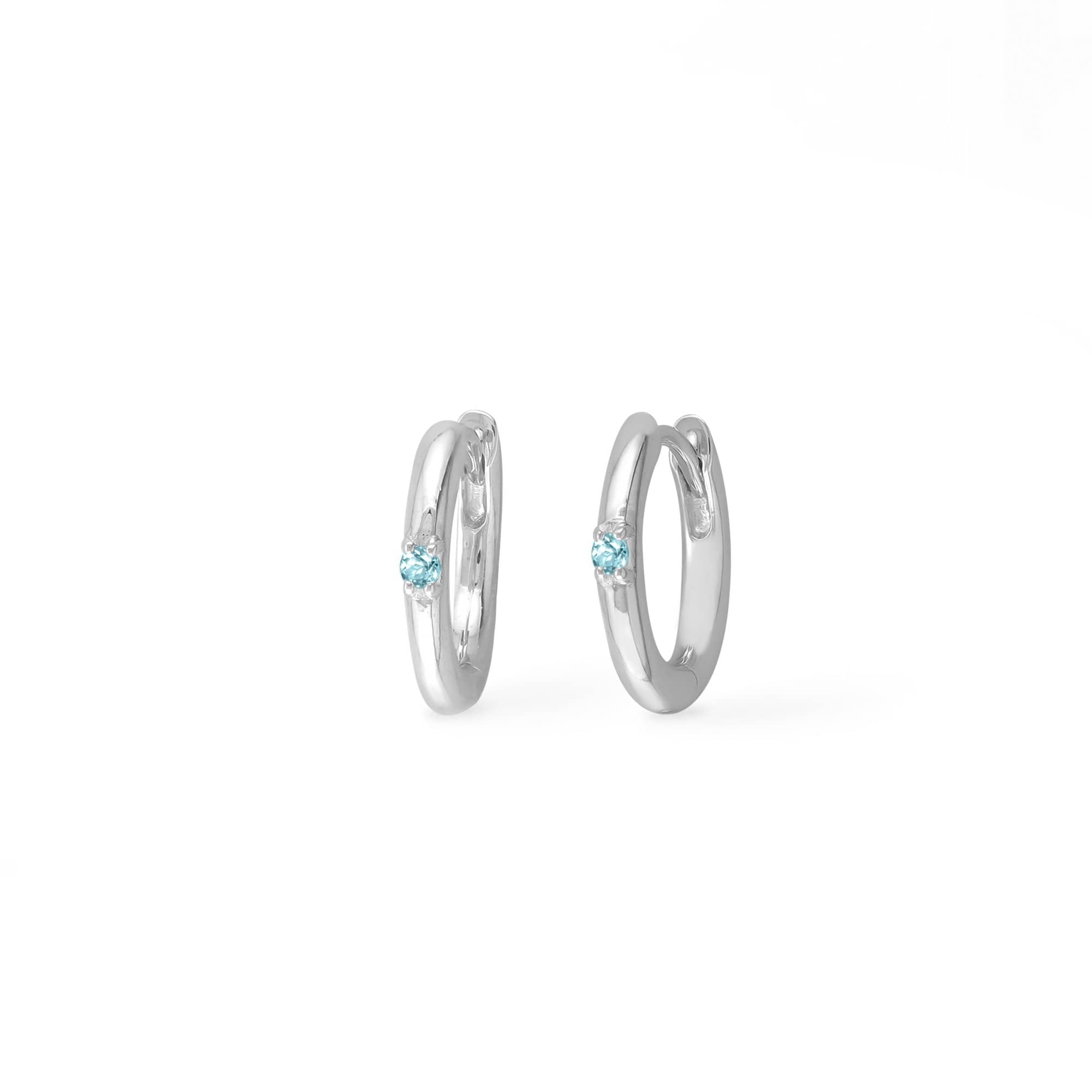 Boma Jewelry Earrings Blue Topaz Huggie Hoops with Gemstone
