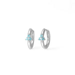 Boma Jewelry Earrings Blue Topaz Huggie Hoops with Triangle Gemstones