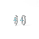 Boma Jewelry Earrings Blue Topaz Huggie Hoops with Triangle Gemstones