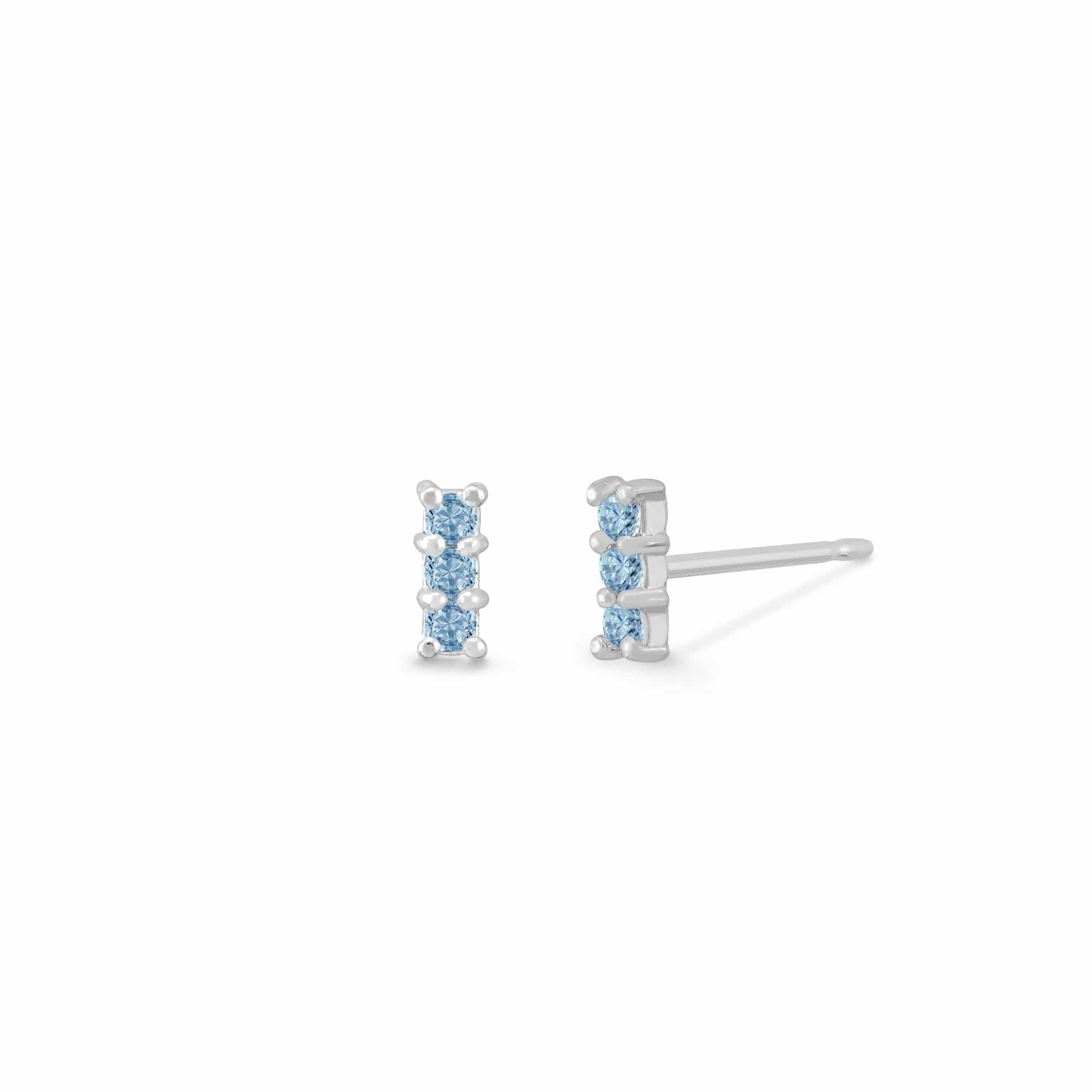 Boma Jewelry Earrings Blue Topaz Mini Gemstone Bar Studs