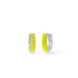 Boma Jewelry Earrings Bright Yellow / Sterling Silver Mini Huggie Hoops with Color