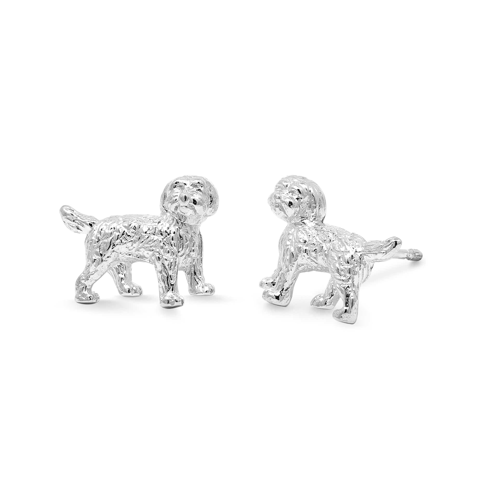 Cockapoo Dog Stud Earrings | Silver Earrings | Boma Jewelry
